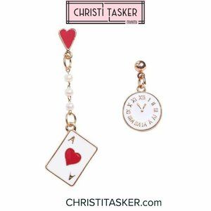 It’s Time To Play | Playing Card Clock Earrings